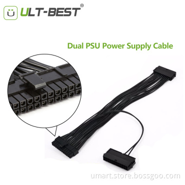 ATX 24 Pin Dual PSU Power Supply Extension Mining Cable for Computer Adaptor Cable for BTC Riser Miner 24Pin 20+4pin 30CM
